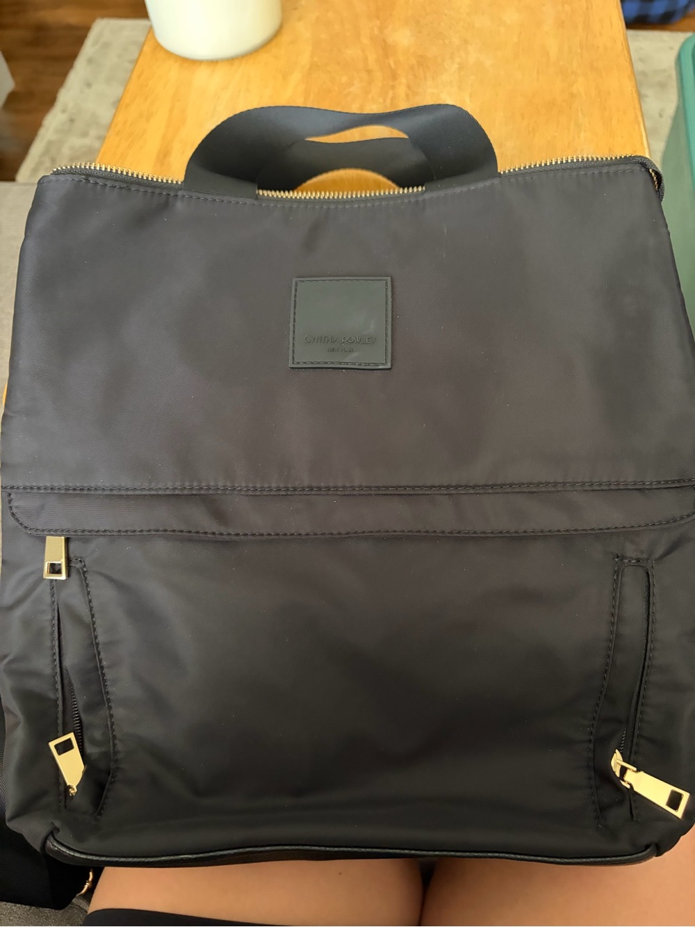 Cynthia Rowley Black Nylon Backpack with Gold Hardware